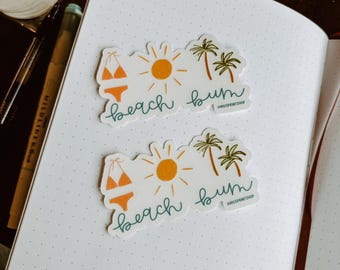 Beach Bum Sticker, Beach Sticker, Summer Fun Sticker, Bikini Sticker, Ocean Sticker, H2O Sticker