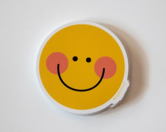 Smiley Face Sticker, Happy Face Decal, Positive Vibes Sticker, Yellow Smiley Face Sticker