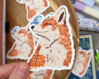 Fox and Bird Friendship Sticker, Waterproof Decal