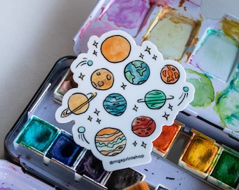 Pegatina del planeta, pegatina del sistema solar, pegatina de la NASA, regalo para fanáticos del espacio, pegatina del espacio exterior