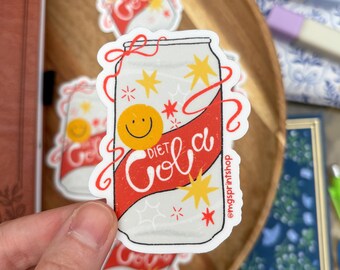 Diet Cola Sticker, Soda Can Sticker, Diet Soda Girly Sticker, Cola Decal, Diet Soda Sticker