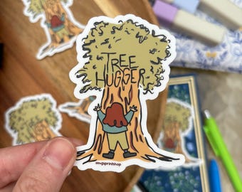 Tree Hugger Sticker, Sticker for Hiker, Outdoorsy Decal