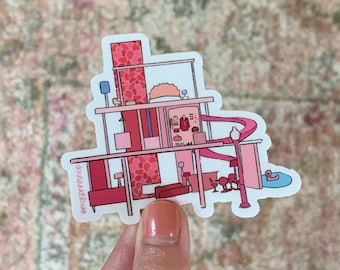 Pink Dollhouse Sticker, Pink Dream House Sticker, Pink Fun House Sticker, Nostalgic Sticker