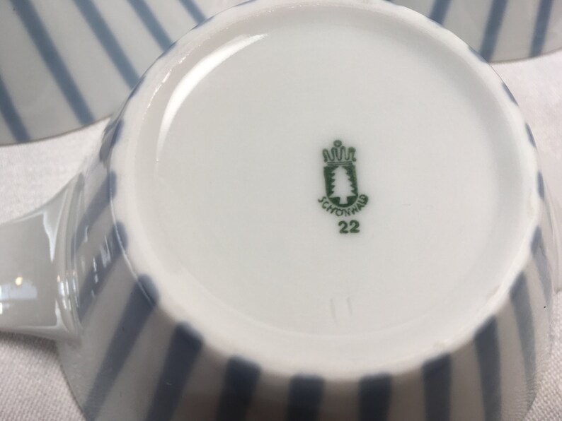 Set of 3 German Vintage Bowls Sch\u00f6nwald 50ies Midcentury L\u00f6ffelhardt Blue Stripes
