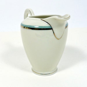 Vintage Milk Jug Creamer Gold Rim Turqouise