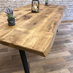 Industrial Dining Table Live Edge Steel A-Frame Dining Kitchen Table Rustic Reclaimed