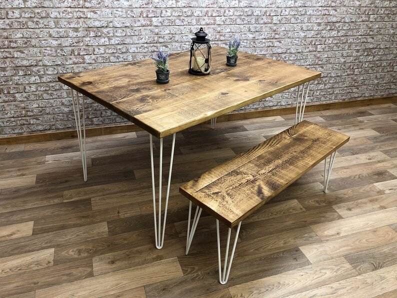 Vintage Hairpin Leg Kitchen Table Rustic Reclaimed Industrial Etsy UK