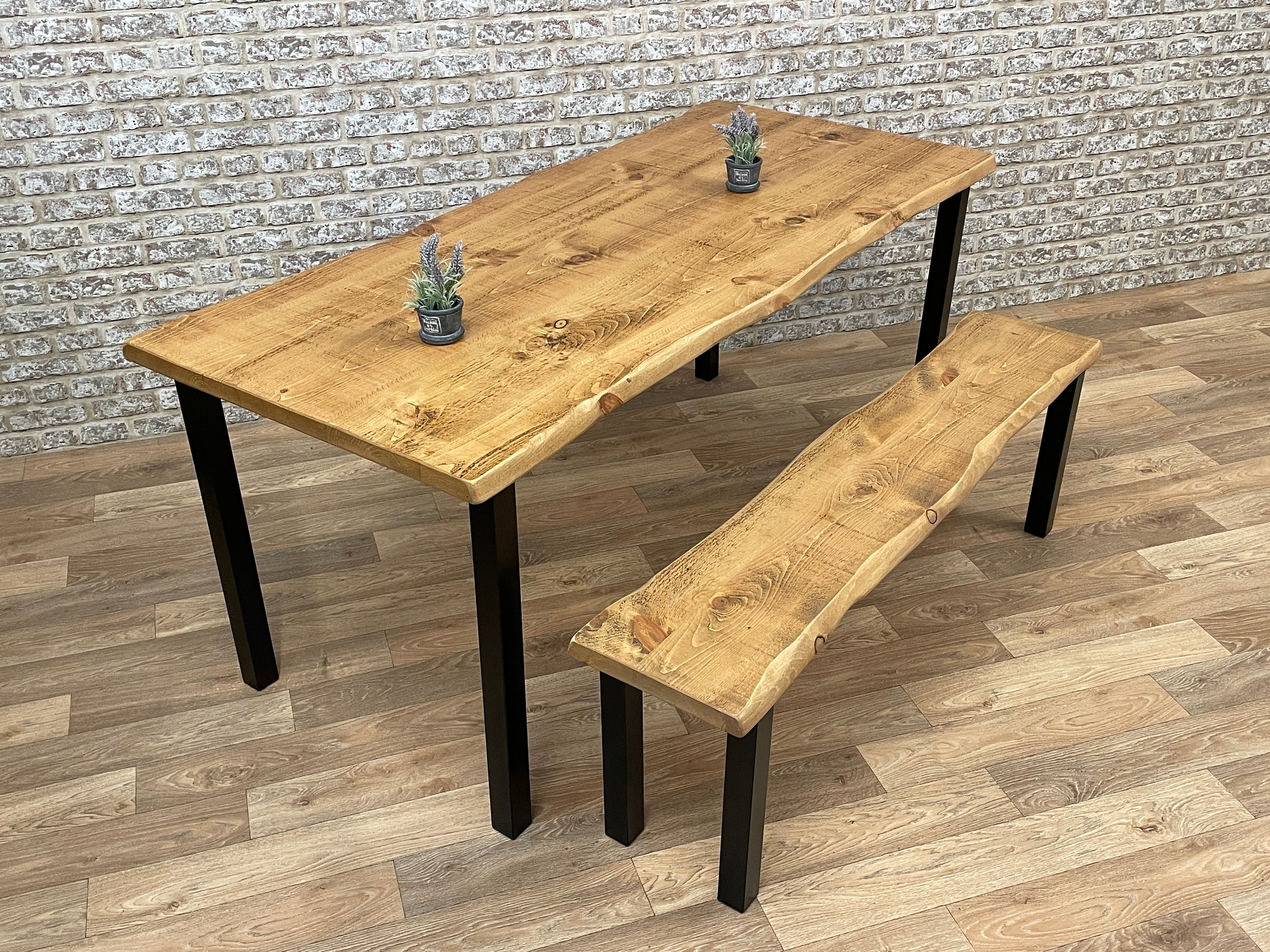 Bench Rustic Wood Counter Height Rustic Table 8' Ash Live Edge