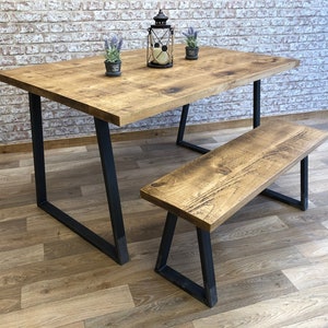 Industrial Dining Table,  Steel Frame Kitchen Table,  Reclaimed Table, Dining Table