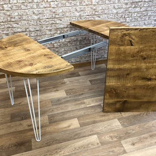 Extendable Round Dining Table Hairpin Leg Dining Table Rustic Etsy