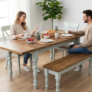 Extendable Farmhouse Turned Leg Dining Table - Customisable
