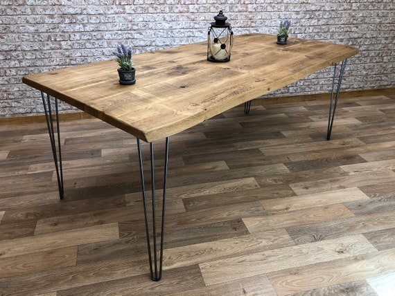 Live edge on sale hairpin dining table