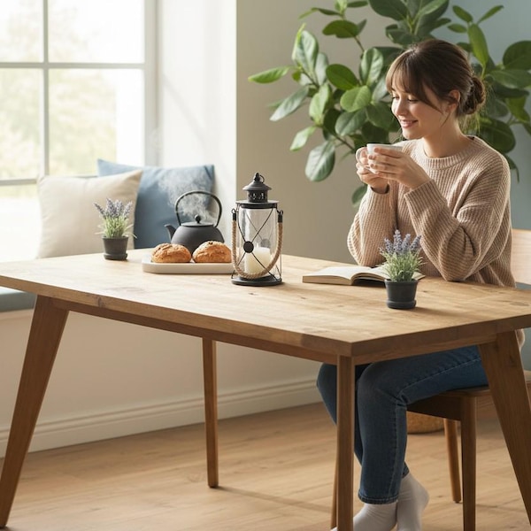 Scandinavian Dining Table with Tapered Legs