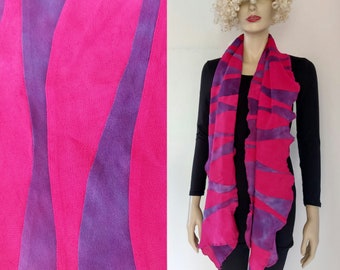 Purple fuchsia scarf 'WOW', patchwork scarf, made of remnants, handdyed,  handmade in Holland by Liz & Joe, nice gift for women