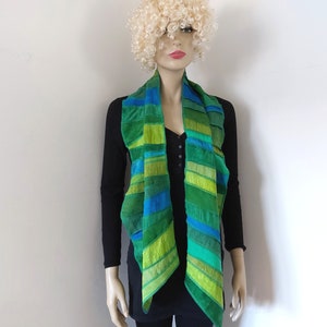 Liz & Joe silk scarf, Different kinds of silk and some linen, green-turquoise, Handyed with ECO-FRIENDLY DYES, Handmade in The Netherlands image 7