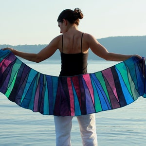 Extra large Liz & Joe patchwork scarf, free shipping, happy not to throw these pieces away but create HAPPY SCARVES, nice gift for women