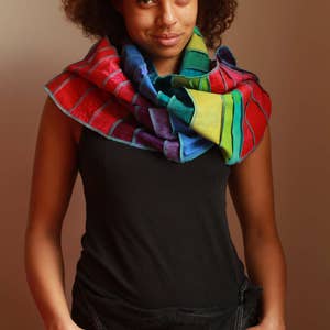 Rainbow scarf made with 100% silk and linen, different types of silk, handdyed with eco-friendly dyes, handmade in Holland, free shipping image 4