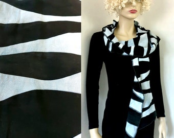 Liz & Joe viscose scarf, ZEBRA, dark and light grey, patchwork scarf, handdyed,  made in Holland, hippy chic, shipping, nice gift for women