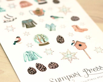 Winter Wonderland - Watercolor Planner Stickers