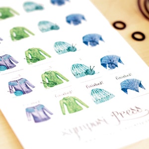 Knits! Work-in-progress (WIP) knitting stickers in "Celestial" - Watercolor Planner Stickers