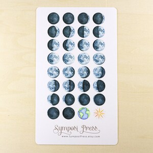 MEDIUM MOONS in Blue Tints - Lunar Tracking / Maanfasen - Aquarel Planner Stickers