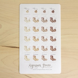 Socken! Work-in-progress (WIP) Strick-Sticker in ""Naturwolle"" - Aquarell Planner Stickers."