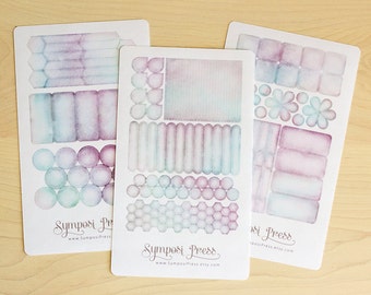 Functional Shapes, Set of 3 in &quot;Gelato&quot;  - Watercolor Planner Stickers