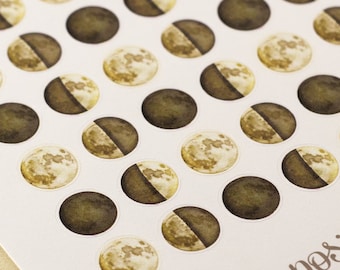 SMALL MOONS *4-Phases* - Lunar Tracking / Moon Phases - Watercolor Planner Stickers