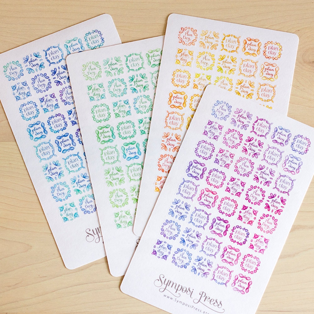 Plan Day in "ocean" - Watercolor Planner Stickers - Etsy