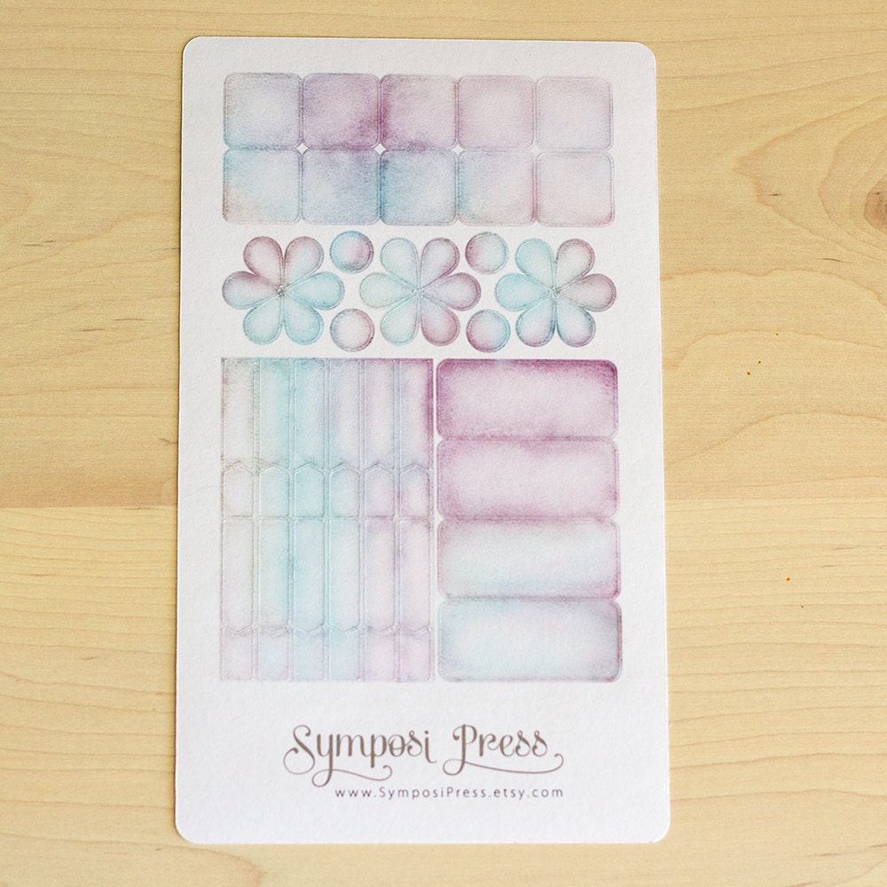 Functional Shapes in "Gelato", Sheet A - Watercolor Planner Stickers
