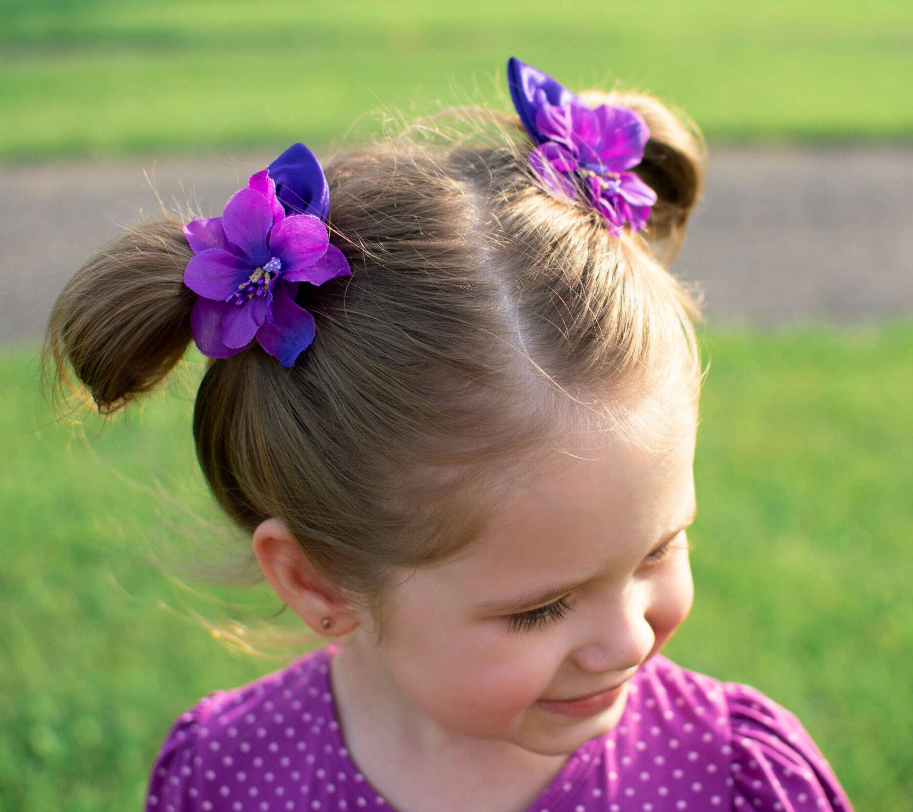 Purple Floral Pigtail Hair ClipsFloral Piggy ClipsPurple Etsy