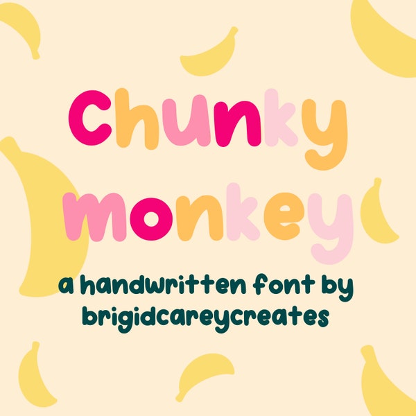 Chunky Monkey Font, Carattere scritto a mano, Carattere Procreate, Carattere Cricut, Carattere di download digitale, Carattere carino, Carattere moderno, Carattere alla moda