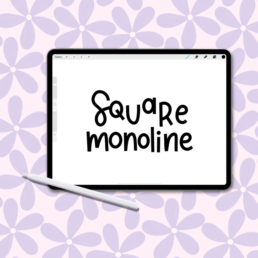 Square Monoline Brush, Mono Line Brush, Procreate Brush, Procreate
