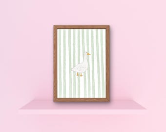 Goose Watercolor Art Print Digital Download - 4 x 6 inch print at home art print