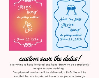 Custom save the date, wedding save the date, hand lettered save the date, save the date invitation