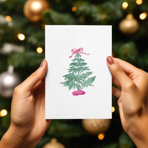 Kerstkaart, kerstboomkaart kerstkaart, handgeschreven kerstkaart, handgeschilderde kerstkaart, DIGITALE DOWNLOAD
