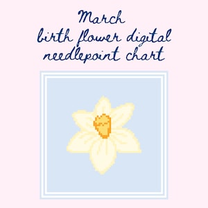 Borduurpatronen | Geboortemaand maart bloem borduurpatronen | Digitale narcissen borduurkaarten | Bloemnaaldpunt