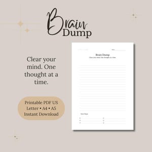 Brain Dump Printable | Brain Dump Planner PDF | Mental Declutter Worksheet | Planner Printable | A4 A5 US Letter