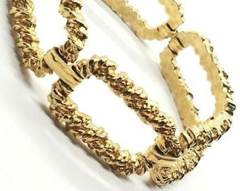 Mid Century Vintage Crown Trifari Gold Plated Chain Link Bracelet Statement