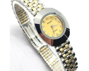 Rado Diastar Two-Tone Diamond Dial Gold Plated Stainless Steel Women's Watch