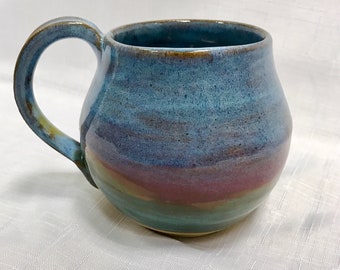 Stoneware mug - MADE TO ORDER - pottery mug - colourful mug - handmade mug - large coffee mug - Scottish landscape design mug