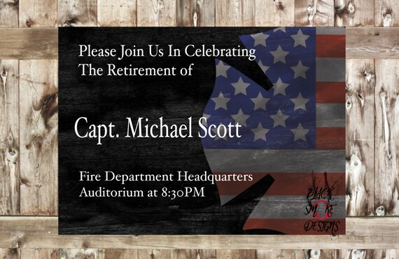custom firefighter retirement announcement invitation etsy