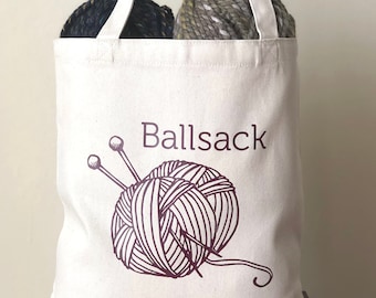 Knitting Bag, Shopping Bag, Canvas Tote Bag, Printed Tote Bag, Ballsack, Medium Canvas Tote, Yarn Bag, Knitting Bag, Funny Bag, Tote Bag