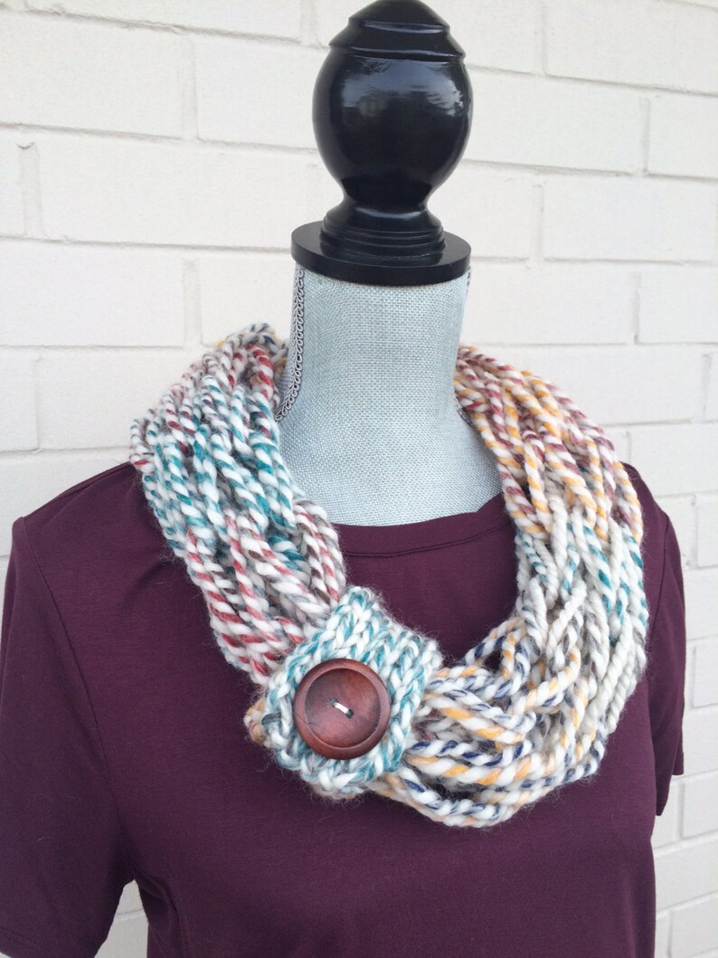 Single Wrap Scarf, Hand Knit Cowl, Infinity Scarf, Arm Knit Scarf ...