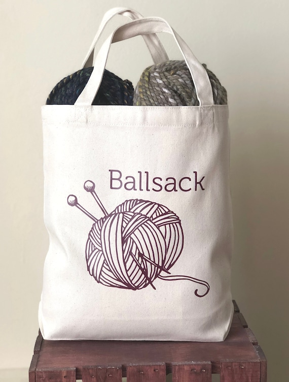 Knitting Bag, Shopping Bag, Canvas Tote Bag, Printed Tote Bag, Ballsack,  Medium Canvas Tote, Yarn Bag, Knitting Bag, Funny Bag, Tote Bag 