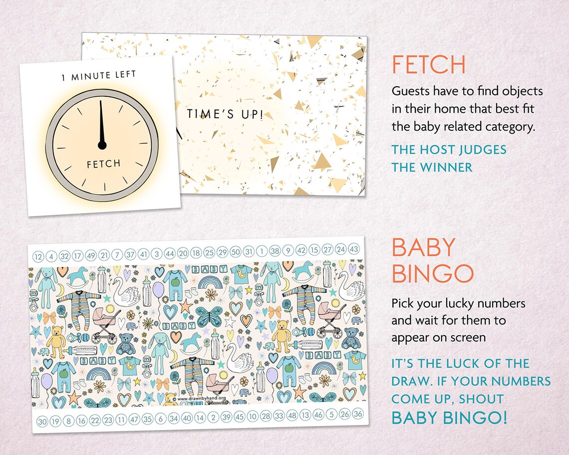 Animated Baby Shower Games for Zoom in an Illustrated Neutral Etsy Canada