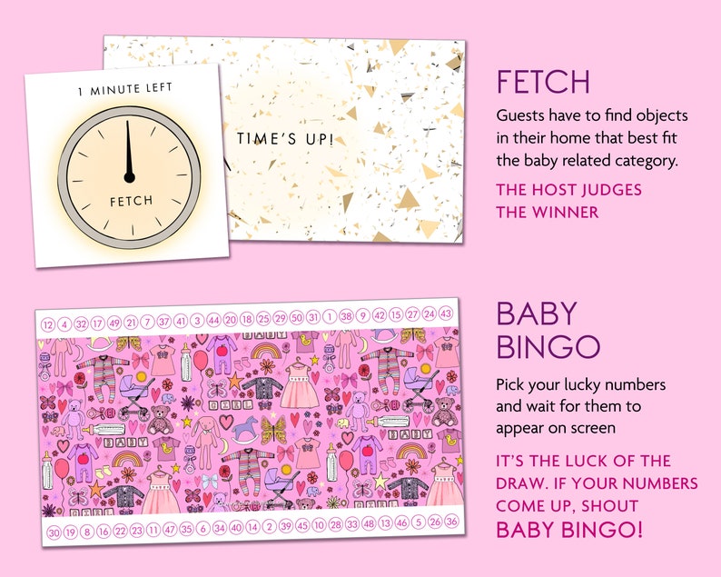 Baby Shower Virtual Games Pink Girl Theme Online Baby Etsy UK
