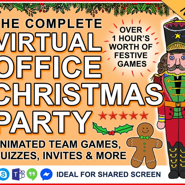 Komplettes Werk Weihnachtsparty Paket! Virtuelle Mitarbeiterparty, Ende des Jahres Office Party, Online Xmas, 2022, Quiz, Einladungen, Spiele, Bingo, Download