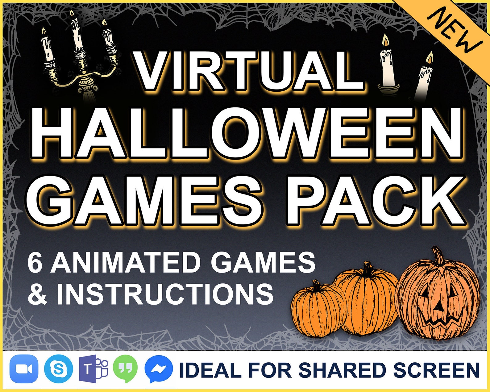 Virtual Halloween Games Pack, Online Shared Screen Animations, Trick or ...