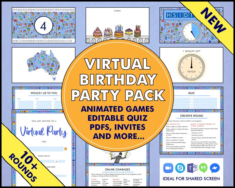 Personalised Virtual Birthday Party Pack Birthday Invites Etsy